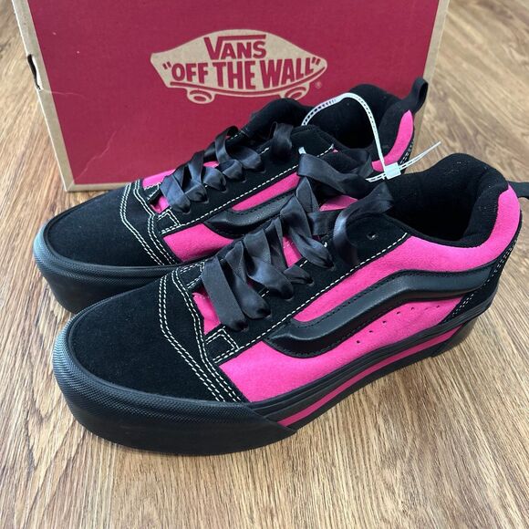 VANS Knu Stack suede black fuchsia platform shoes sneakers women’s 9 new - Picture 5 of 6